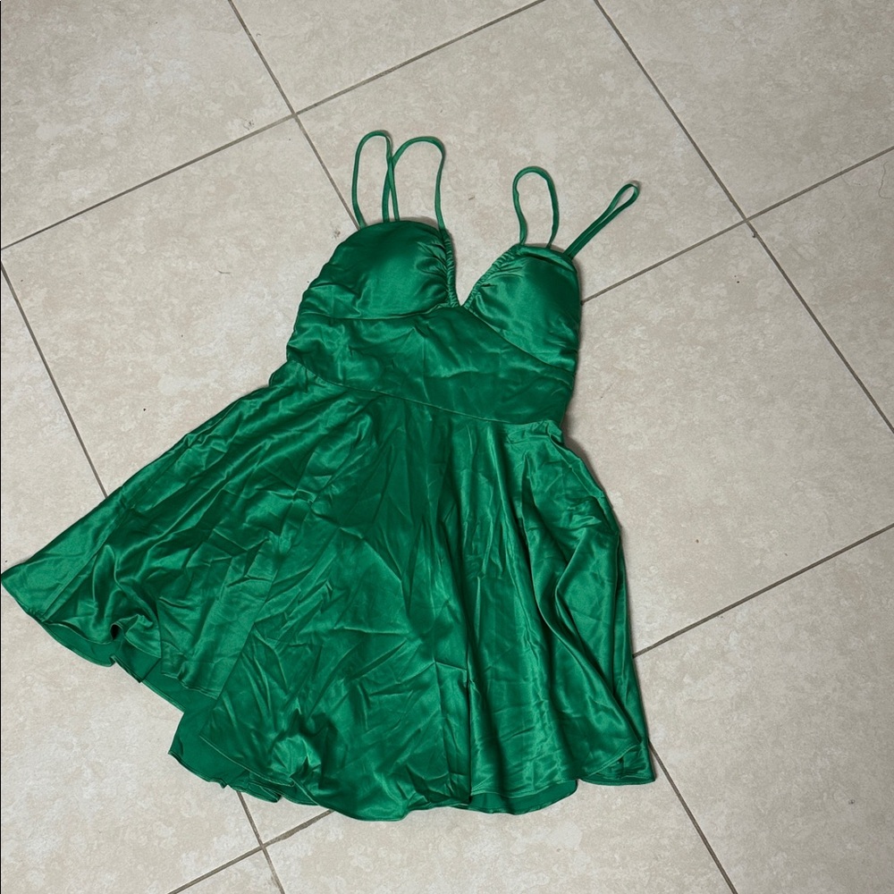 Elegant Green Satin Dress